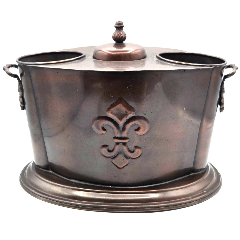 VINTAGE Fleur de Lis Double Bottle Wine Cooler Champagne Bucket Barware